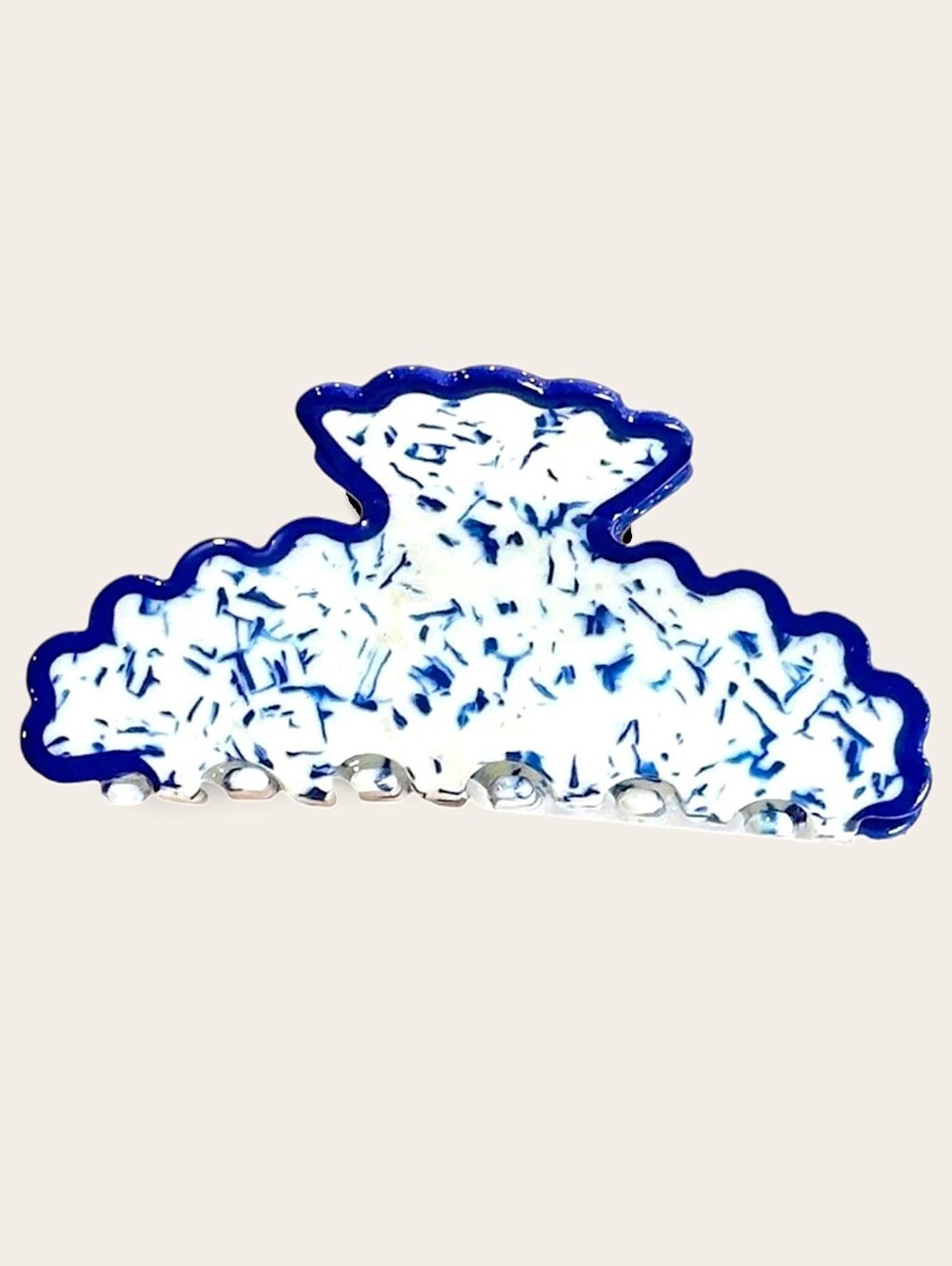 Scalloped Hair Clip In Blue And White NWOT (same as Anthro)